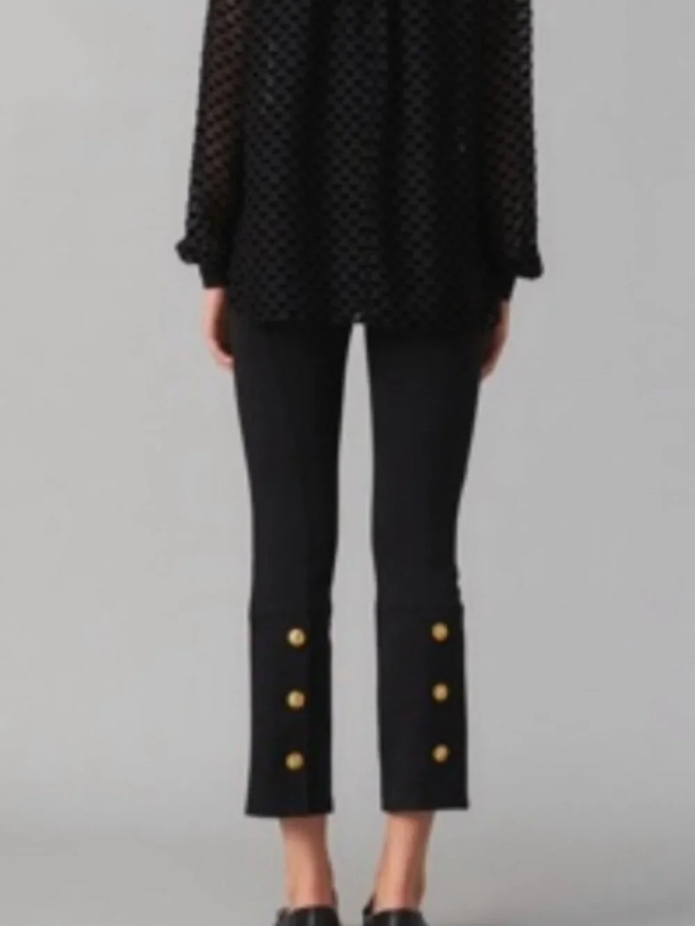 NWT Tory Burch Ponte Flare Pants Black Gold Button XS
